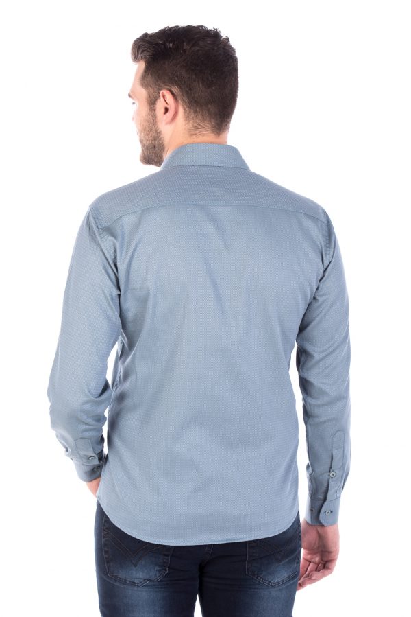 Camisa Slim Fit Argali Falklands ML - Azul Teal (costas)
