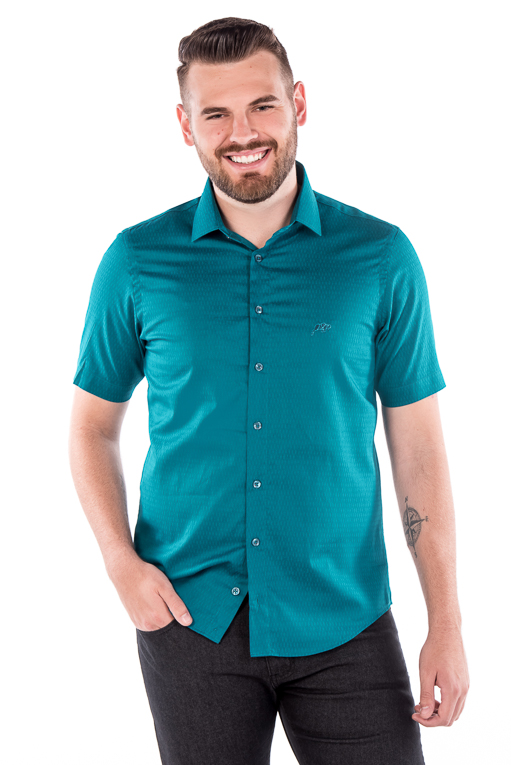 camisas slim manga curta