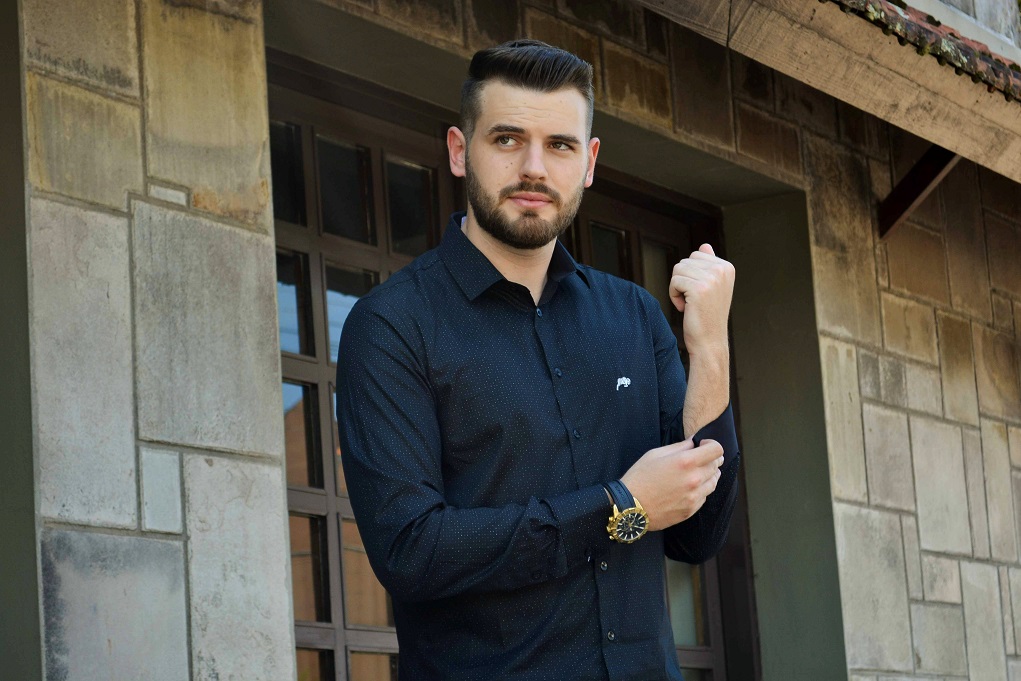 Camisa Slim Argali Kauai Preto Intense (externa)