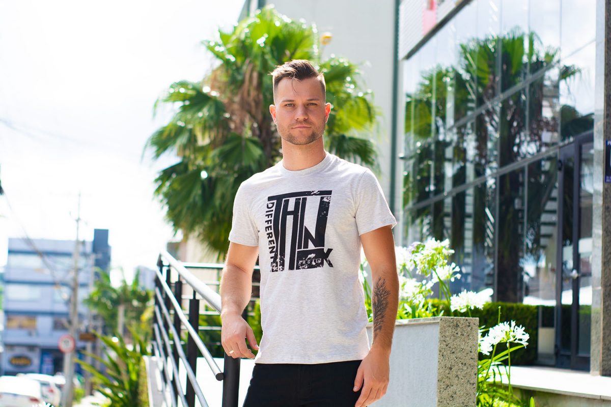 Camiseta Argali Prime Think Differently Cinza Mescla